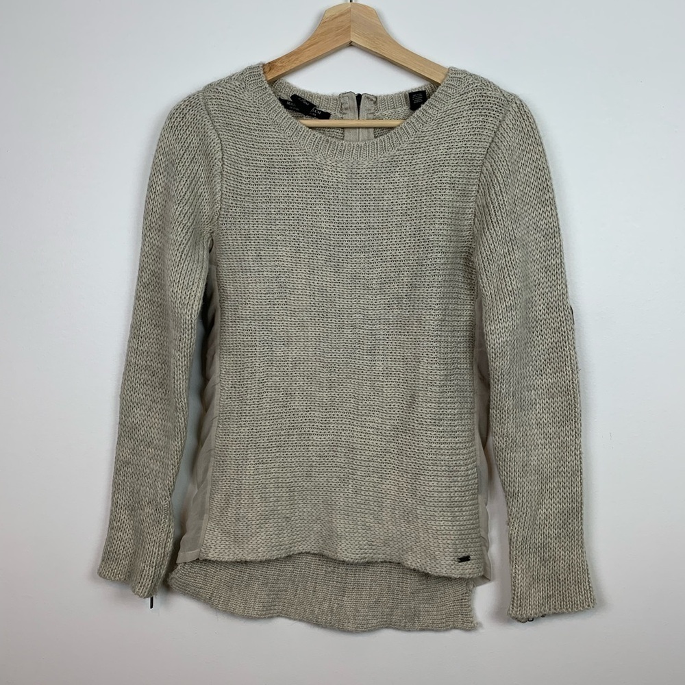Scotch Soda Sweater Elbow Patches Femme Selon Marie Knit Sz Small Beige Zip